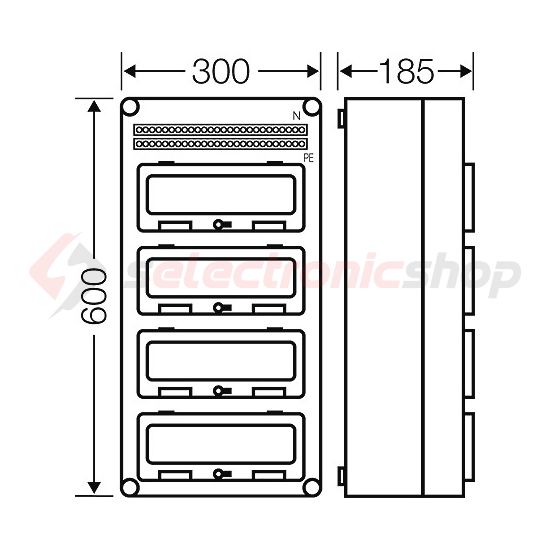 Kismegszakítós szekrény 4x12modul csapófedéllel IP65  Mi 1444 Hensel - 2000609
