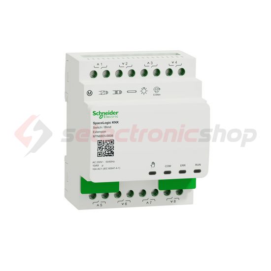KNX redőny és kapcsolóaktor bővítő (8RO) kalapsínre 4x 16A AC 4M-DIN SpaceLogic Schneider - MTN6805-0008