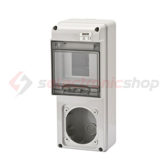 Kombinációs dugalj doboz IP65 FK 5 DIN modul hely + 1db 16A dugaljhely 68Q-DIN GEWISS - GW68017N