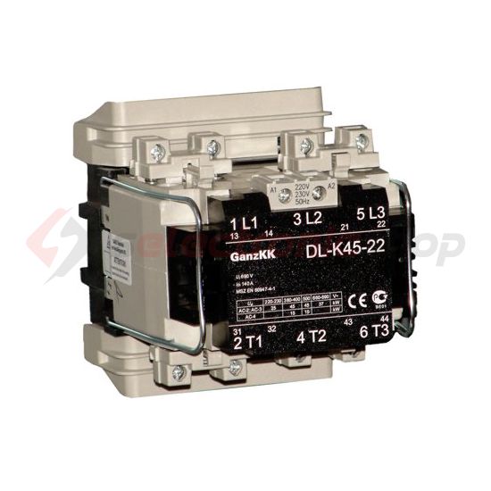 Kontaktor (mágnesk) 45kW/400VAC-3 3Z 220-230V50Hz 2z 2ny csavaros DIL-K45-22 Ganz KK - 200-4517-650-DL