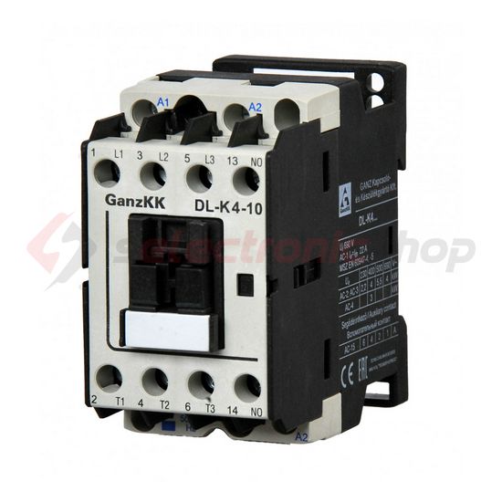 Kontaktor (mágnesk) 4kW/400VAC-3 3Z 230V50Hz 1z csavaros 22A/AC-1/400V DIL-K4-10 Ganz KK - 100-0002-350-DL