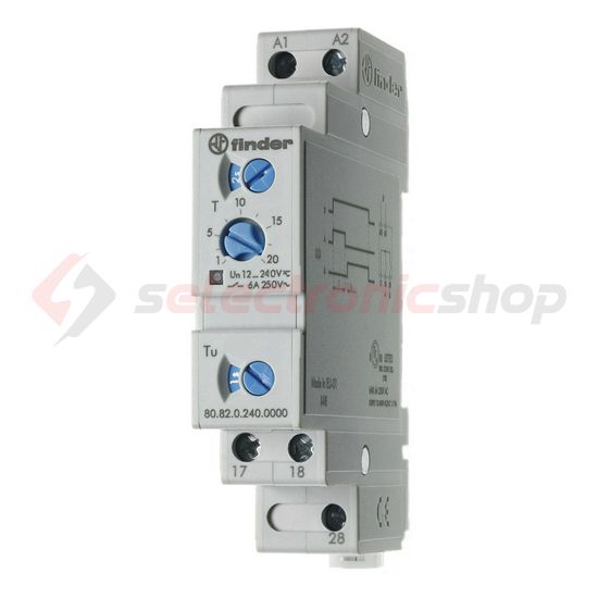Kontaktorátkapcsoló időrelé 1-20s 2-z 24-240V50Hz 6A 24-240VDC Y/D 80.82.0.240.0000 FINDER - 808202400000