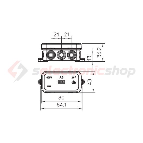 Kötődoboz falonkívüli műanyag 43mm x 80mm 36mm szürke IP55 A 6 OBO-BETTERMANN - 2000001