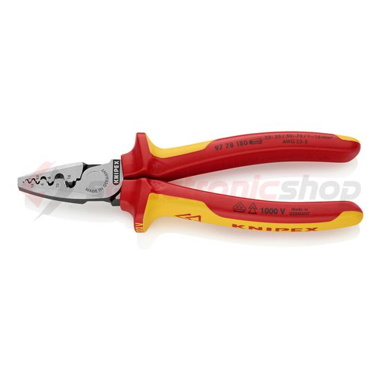 Krimp fogó 9profilú 1000V 0.25-16mm2 tüskés-présforma mechanikus KNIPEX - 9778180