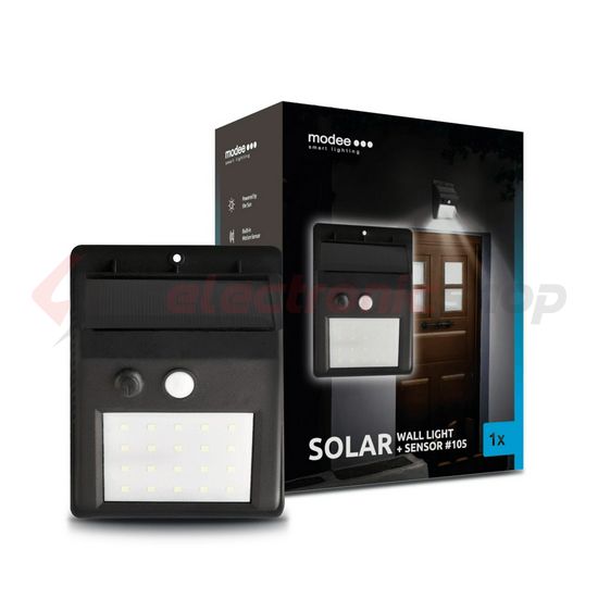 LED fali lámpatest 5m-érzékelő szolár 3,7V/1,2Ah/Li-ion falonkívüli 1x 100lm 6000K IP44 Modee - ML-WS105