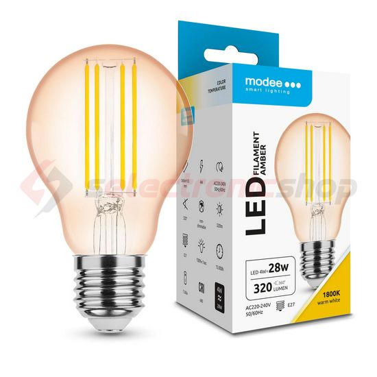 LED lámpa A60 körte A filament 4W- 33W E27 360lm 818 220-240V AC 15000h 320° 1800K Modee - ML-A60FA1800K4WE27