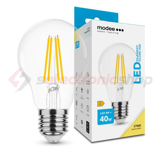 LED lámpa A60 körte A filament 4W- 40W E27 470lm 827 220-240V AC 35000h 360° 2700K Modee - ML-A60F2700K4WE27