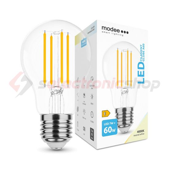 LED lámpa A60 körte A filament 7W- 60W E27 760lm 840 220-240V AC 35000h 360° 4000K Modee - ML-A60F4000K7WE27