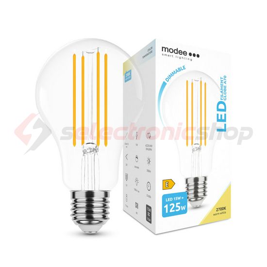 LED lámpa A70 DIM körte A filament 15W- 125W E27 2000lm 827 DIM 220-240V AC 35000h 320° Modee - ML-A70F2700K15WE27D