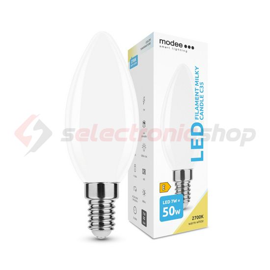 LED lámpa B35 gyertya filament 7W- 50W E14 806lm 827 220-240V AC 35000h 360° 2700K Modee - ML-MCF2700K7WE14