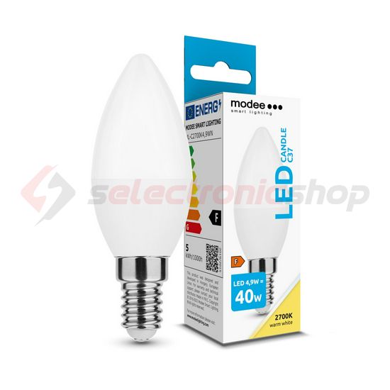 LED lámpa B37 gyertya 4,9W- 40W E14 470lm 827 220-240V AC 25000h 200° 2700K Modee - ML-C2700K4,9WN