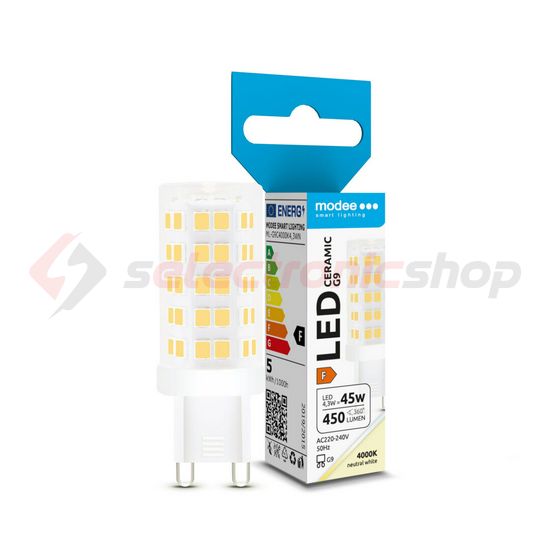 LED lámpa kerámia T19 4,3W- 45W G9 450lm 840 220-240V AC 25000h 360° 4000K Modee - ML-G9C4000K4,3WN