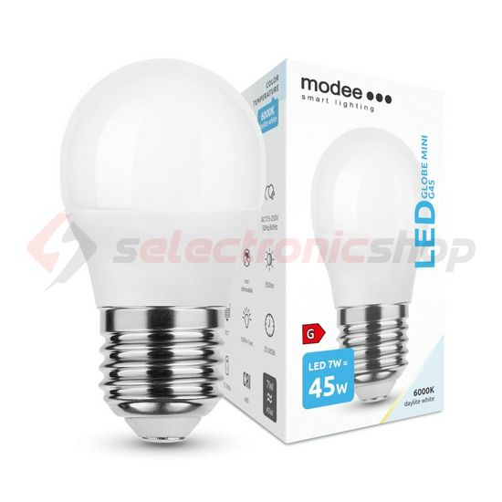 LED lámpa kisgömb P45 7W- 45W E27 550lm 860 220-240V AC 25000h 180° 6000K Modee - ML-G456000K7WE27