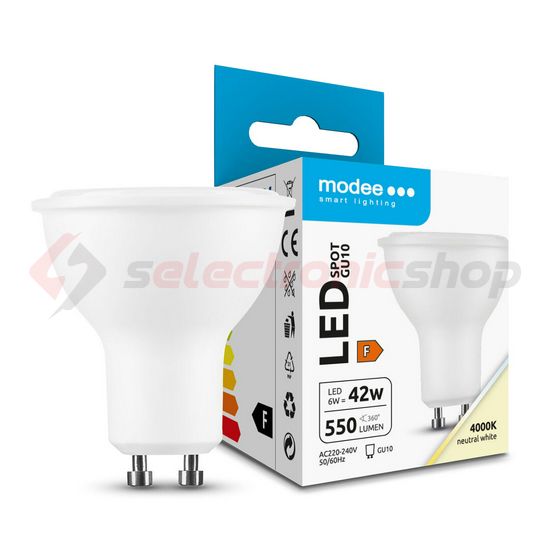LED lámpa spot alu-műa tükrös PAR16 6W- 35W GU10 550lm 840 220-240V AC 25000h 110° 4000K Modee - ML-GU10P4000K6W