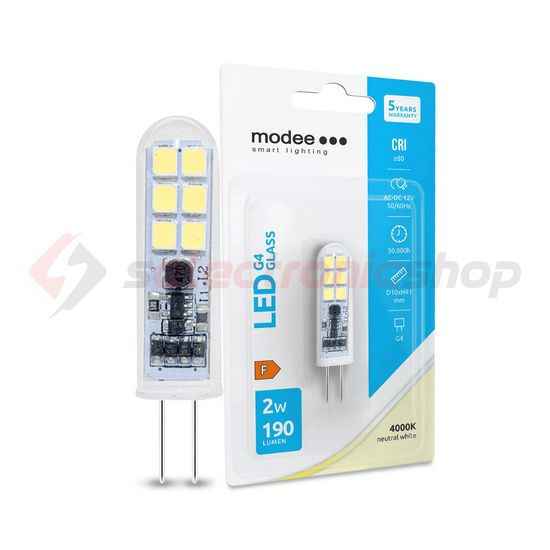LED lámpa T13 üveg kapszula 2W- 17W G4 190lm 840 12V AC/DC 25000h 300° 4000K Modee - ML-G4GC4000K2