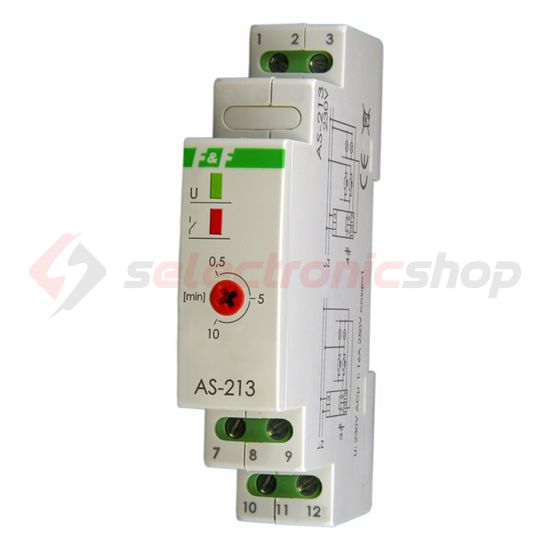 Lépcsőházi automata sorolható elektronikus 1z 0,5-10min-időzítés 16A 230V AC 2M F&F Filipowski - AS-213