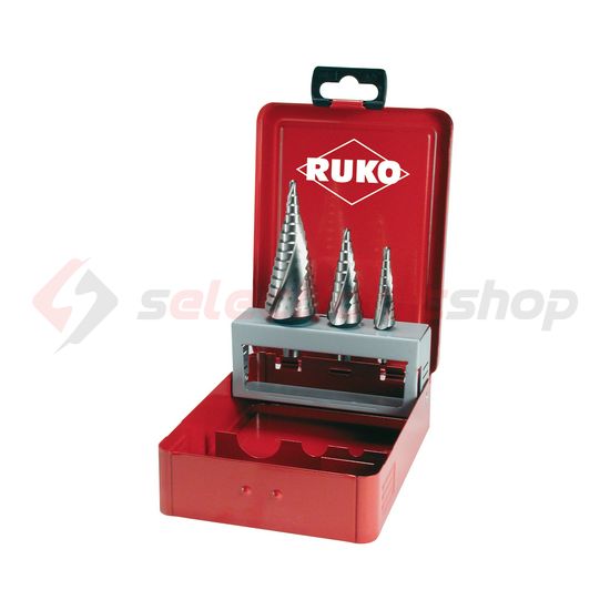 Lépcsősfúró készlet 3-darabos 4-12mm/4-20mm/4-30mm HSS RUKO - 101026