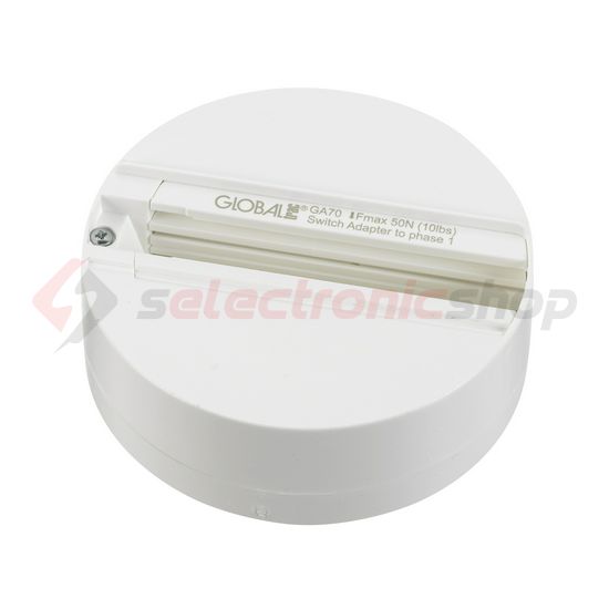 Mennyezeti talp fix pont 10A/250VAC világítási sínhez fehér GA 70-3 LIVAL - 801581