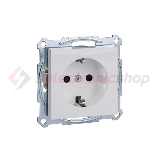 MERTEN 2P+F csatlakozóaljzat, biztonsági zsaluval, rugós, 16A, System-M, aktívfehér - MTN2300-0325