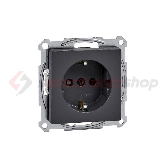MERTEN 2P+F csatlakozóaljzat, biztonsági zsaluval, rugós, 16A, System-M, antracit - MTN2300-0414