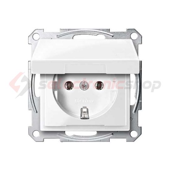 MERTEN 2P+F csatlakozóaljzat, csapófedéllel, rugós, 16A, System-M, polárfehér - MTN2311-0319