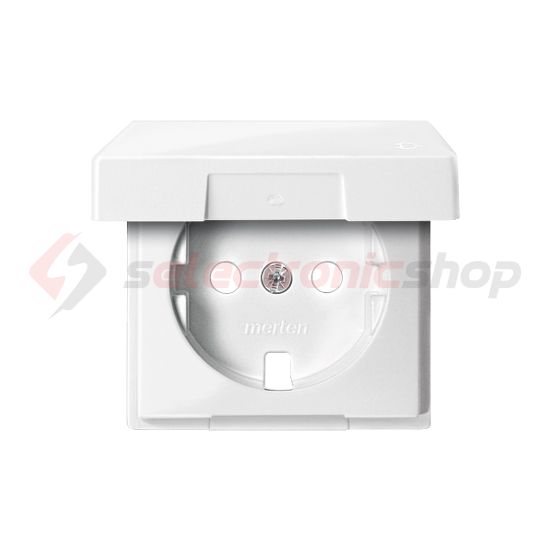 Merten-SM 162 dugalj földelt központi fedlap csapófedéllel fehér IP20 süllyesztett Schneider - MTN2341-0319