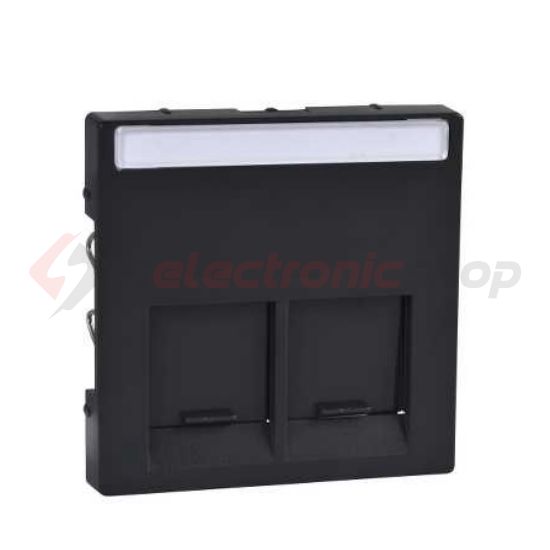 Merten-SM fedlap 2xRJ45 adatcsatlakozóhoz műanyag antracit címketartóval Schneider - MTN466514