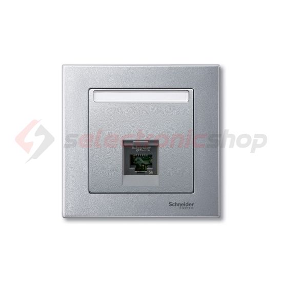 Merten-SM fedlap RJ45 adatcsatlakozóhoz műanyag alumínium címketartóval Schneider - MTN465860