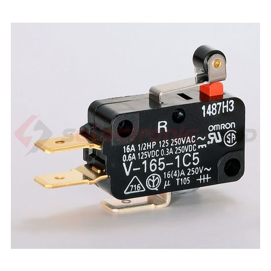 Mikrokapcsoló rövid lemezkar-görgő műanyag 1v 4A/AC15/230V IP40 V-165-1C5(R) OMRON - 109451