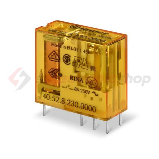 Miniatűr relé NYÁK/dugasz 8A 2v 8A 230V50Hz monostabil IP20 40.52.8.230.0000 FINDER - 405282300000