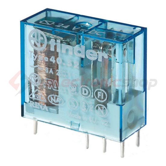 Miniatűr relé NYÁK/dugasz 8A 2v 8A 24VDC monostabil IP20 40.52.9.024.0000 FINDER - 405290240000