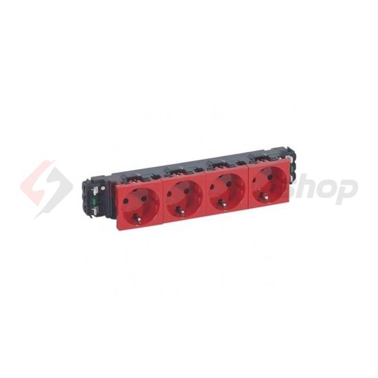 Mosaic 162/4 dugalj sínes földelt központi fedlap piros IP20 csatornába csavaros LEGRAND - 077614