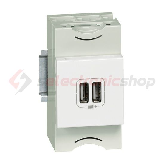 Mosaic USB töltőaljzat 2M 2/ki 2400mA-max. 5V süllyesztett fehér LEGRAND - 077594