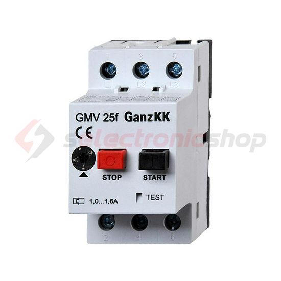 Motorvédő kapcsoló 0,1-0,16A-hő 100kA fix termomágneses csavaros GMV 25F Ganz KK - 400-2000-001