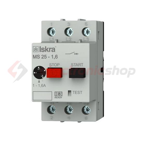 Motorvédő kapcsoló 3P 1-1,6A-hő 50kA fix termomágneses csavaros MS25 Iskra - 30.107.960