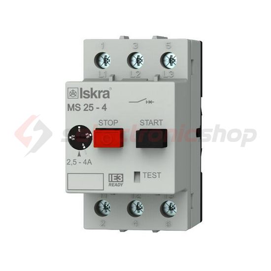 Motorvédő kapcsoló 3P 2,5-4A-hő 50kA fix termomágneses csavaros MS25 Iskra - 30.107.962