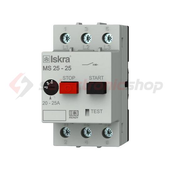 Motorvédő kapcsoló 3P 20-25A-hő 4kA fix termomágneses csavaros MS25 Iskra - 30.107.967