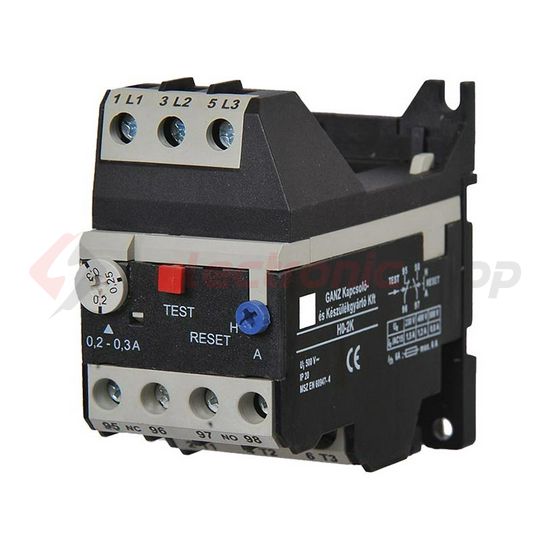 Motorvédő relé (hőkioldó) 0,67-1A 1ny 1z önállóan szerelhető csavaros CLASS10 H0-2K Ganz KK - 202-4003-504