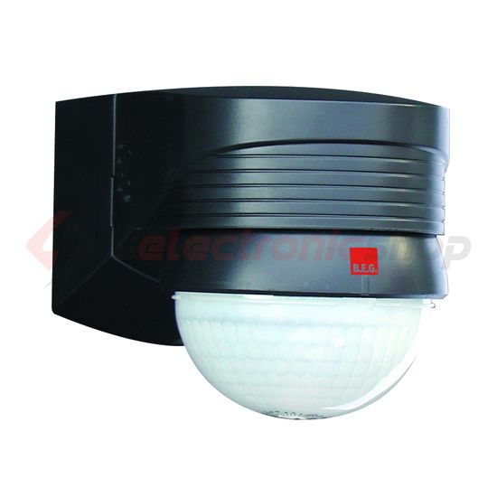 Mozgásérzékelő kültéri falra 16x20m 280° PIR 2000W 230V fekete IP44 LC-Plus 280 B.E.G. - 91028