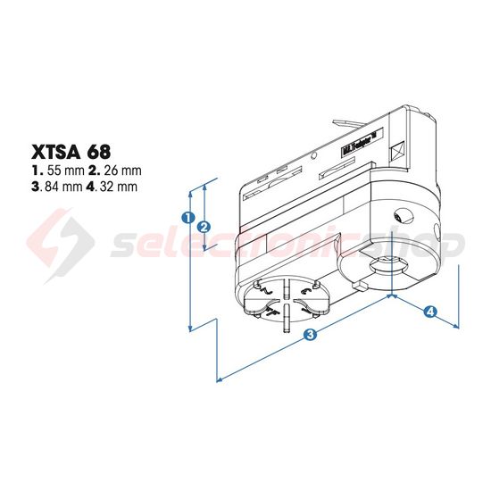 Multi adapter világítási sínhez falonkívüli szürke XTSA 68-1 LIVAL - KKT301351