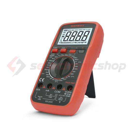Multiméter V-A-Ohm-µF-°C digitális 1000VDC 1000VAC 20ADC 20AAC 200MOhm MX-25302 Maxwell