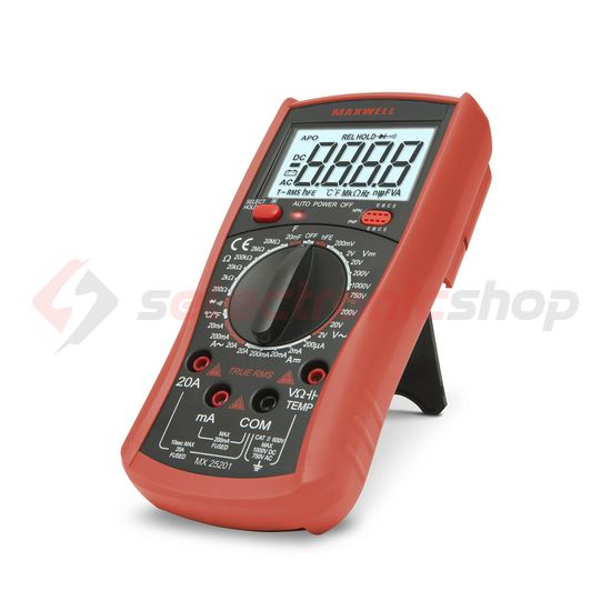 Multiméter V-A-Ohm-µF-°C digitális 1000VDC 750VAC 20ADC 20AAC 20MOhm MX-25201 Maxwell
