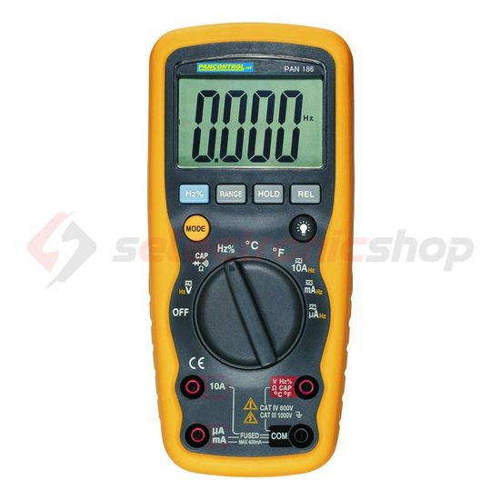 Multiméter V-A-Ohm-µF-°C-Hz digitális 1000VDC 1000VAC 10ADC 10AAC 40MOhm Pancontrol - PAN 186