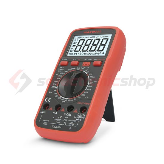 Multiméter V-A-Ohm-µF-°C-Hz-H digitális 1000VDC 750VAC 20ADC 20AAC 200MOhm MX-25304 Maxwell