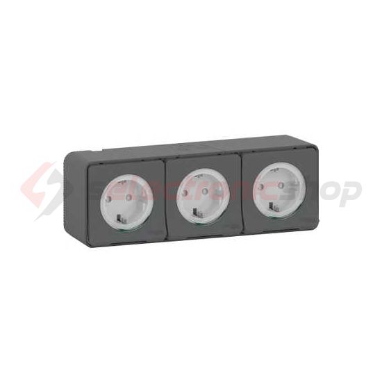 MurevaStyl 162/3 dugalj földelt szürke IP55 falonkívüli Schneider - MUR36038