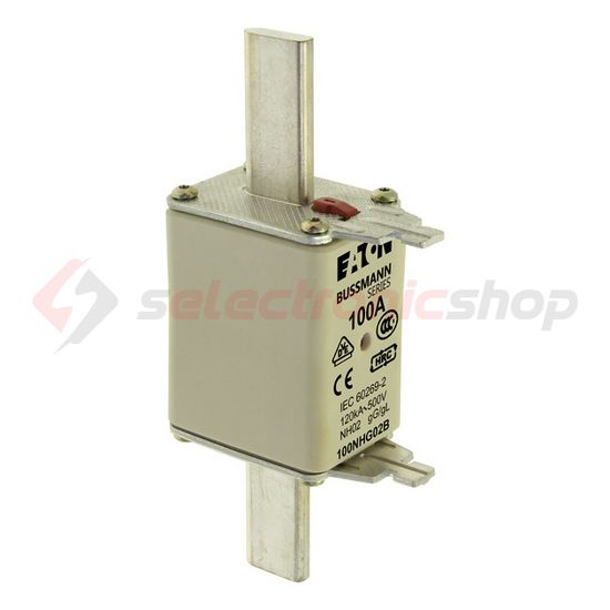 NH biztosítóbetét 100A gL/gG 500V AC 120kA kombikijelző-kioldásjelzéssel Bussmann EATON - 100NHG02B
