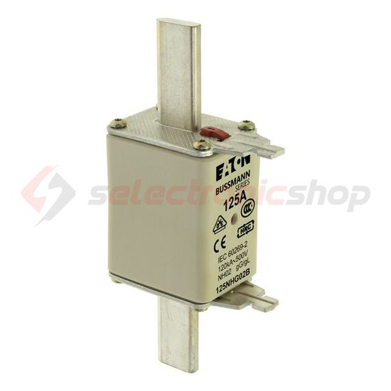 NH biztosítóbetét 125A gL/gG 500V AC 120kA kombikijelző-kioldásjelzéssel Bussmann EATON - 125NHG02B