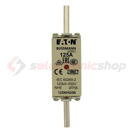 NH biztosítóbetét NH0 125A gL/gG 500V AC 120kA kombikijelző-kioldásjelzéssel Bussmann EATON - 125NHG0B