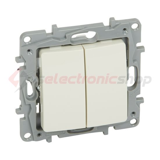 Niloé 106+6 kettős váltókapcsoló betét bézs süllyesztett IP20 2- billentyű/gomb LEGRAND - 764602