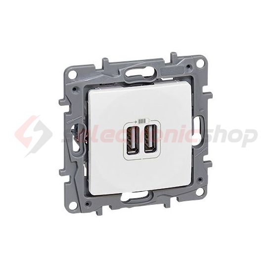 Niloé USB töltőaljzat A+A 2/ki 2400mA-max. 5V süllyesztett fehér LEGRAND - 764594